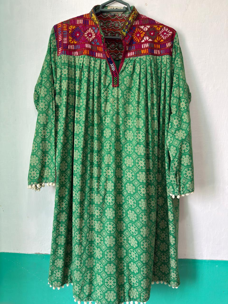 Frock kurta in green floral