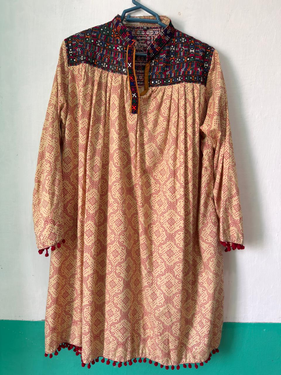 Frock kurta in deep red